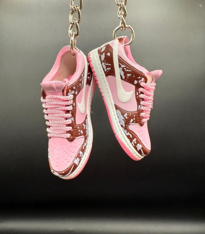 SB Splatter Pink Low Dunks Trainer Keychain With Mini Shoe Box