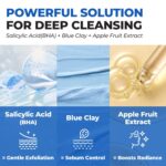 JUMISO Salicylic Acid 0.5% BHA Foaming Cleanser with Blue Clay – Low pH Face Wash for Oily Acne-Prone Skin – Blackhead & Strawberry Nose Care, Non-Stripping Daily Use, Fragrance-Free, 4.23 oz - Image 5