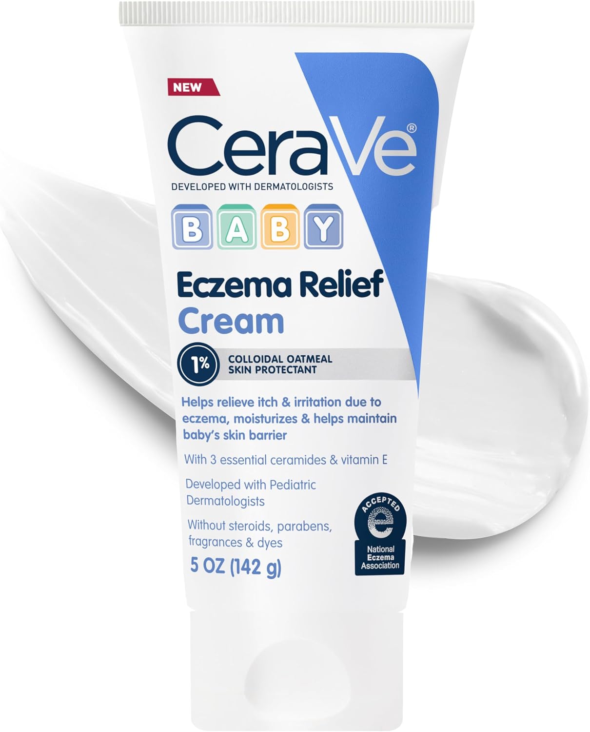 1 CeraVe Baby Eczema Relief Cream, 1% Colloidal Oatmeal Cream With Vitamin E & Ceramides, Soothes & Calms Itchy Skin, Developed With Pediatric Dermatologist, Fragrance Free, 5oz - Image 1