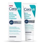 CeraVe Acne Foaming Cream Cleanser, 4% Benzoyl Peroxide Face Wash With Hyaluronic Acid, Niacinamide & Ceramides, Gentle Daily Acne Treatment For Face, 5 Fl Oz/150 ml