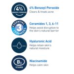 CeraVe Acne Foaming Cream Cleanser, 4% Benzoyl Peroxide Face Wash With Hyaluronic Acid, Niacinamide & Ceramides, Gentle Daily Acne Treatment For Face, 5 Fl Oz/150 ml - Image 3