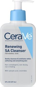CeraVe Renewing Salicylic Acid Cleanser, BHA Exfoliating Face Wash, 8oz/ 237 ml