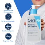 CeraVe Renewing Salicylic Acid Cleanser, BHA Exfoliating Face Wash, 8oz/ 237 ml - Image 3