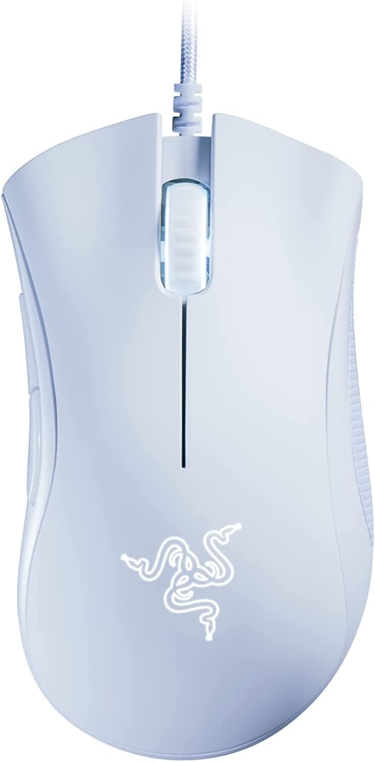 w1 Razer DeathAdder Essential Gaming Mouse: 6400 DPI Optical Sensor - 5 Programmable Buttons - Mechanical Switches - Rubber Side Grips - Mercury White - Image 1
