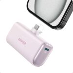 Anker Nano Power Bank,5,000mAh Portable Charger, Built-in USB-C Connector, Lilac purple, Global Version